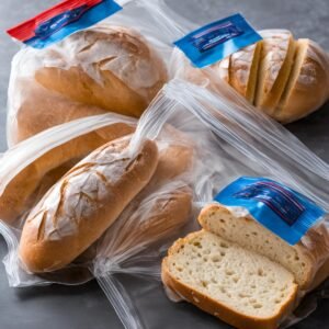 storing sliced low carb bread in sandwich bags in the refrigerator