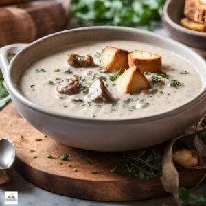 mushroom soup with low carb sourdough croutons