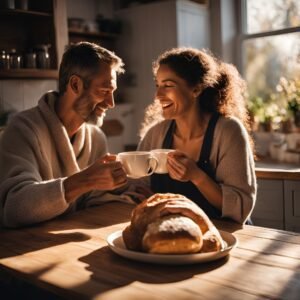 couple enjoying sourdough low carb bread