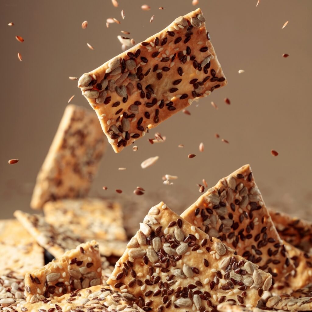 flax and sunflower seed sourdough discard crackers